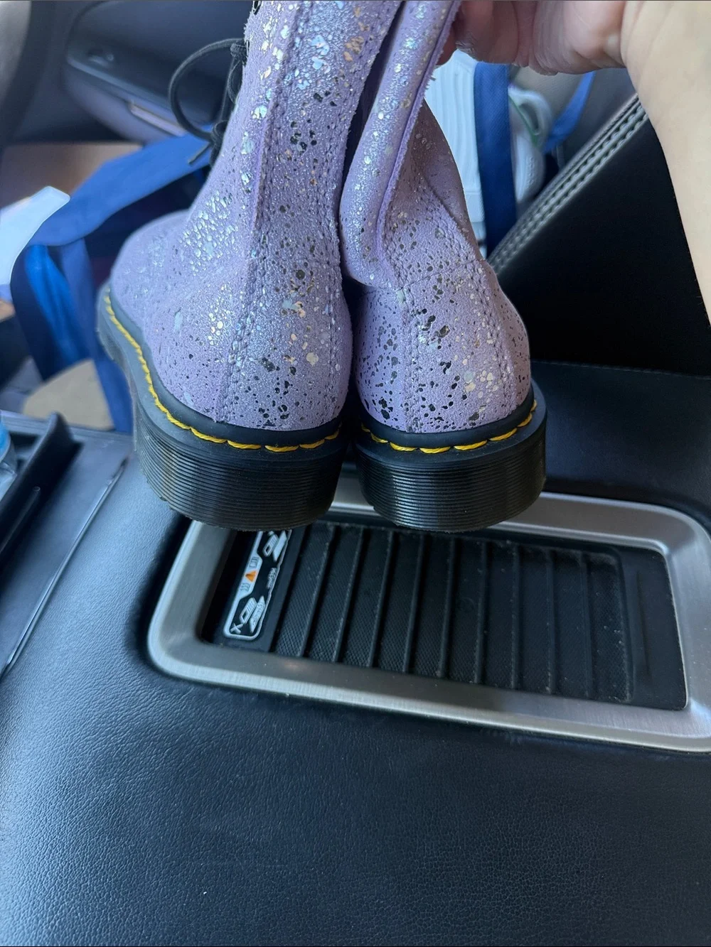 Dr. Martens Lilac Glitter Lace-Up Boots with Black Laces